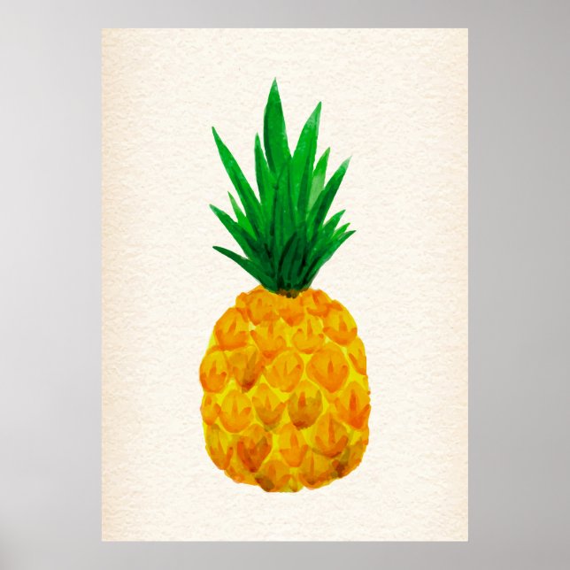 Poster Aquarelle à ananas (Devant)