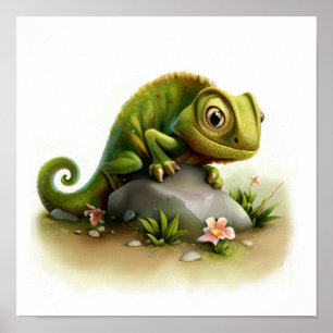 Poster Aquarelle à rendu 3D Image d'un Chameleon