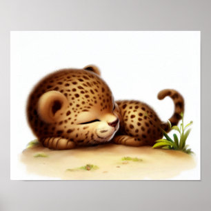 Poster Aquarelle à rendu 3D Image d'une guépard