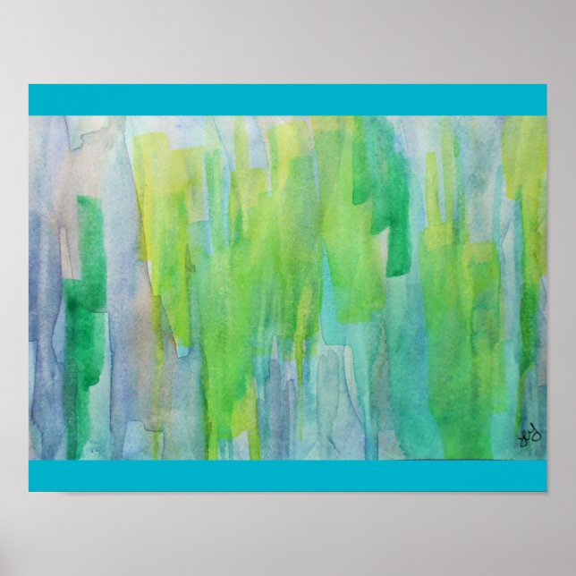 Poster Aquarelle abstraite Aurora Borealis (Devant)