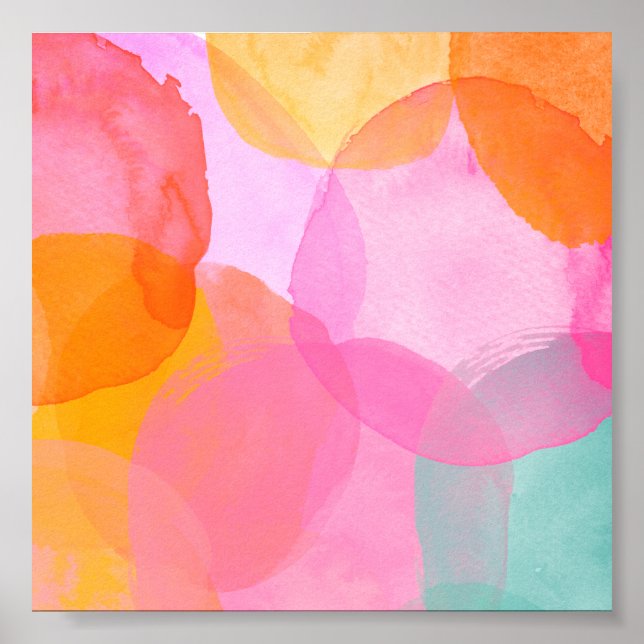 Poster Aquarelle Abstraite couleur mignonne (Devant)
