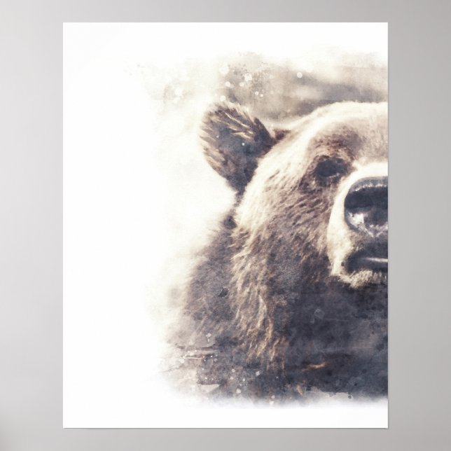 Poster Aquarelle Abstraite de l'ours (Devant)