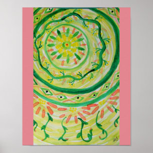 Poster aquarelle Abstraite de mandala florale