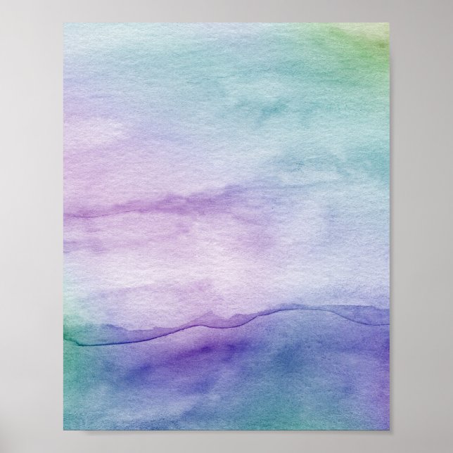 Poster Aquarelle Abstraite Mystère II Bleu violet Art (Devant)
