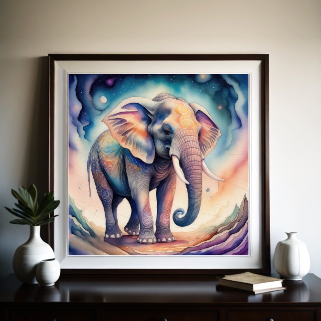 Poster Aquarelle Abstraite Peinture de l'éléphant 1:1 (Créateur téléchargé)