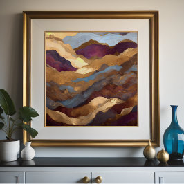 Poster Aquarelle Abstraite peinture de paysage or 1:1