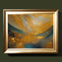 Poster Aquarelle Abstraite peinture de paysage or 4:3