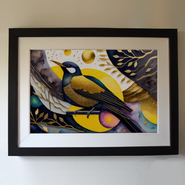 Poster Aquarelle Abstraite Peinture des oiseaux 3:2 (Créateur téléchargé)