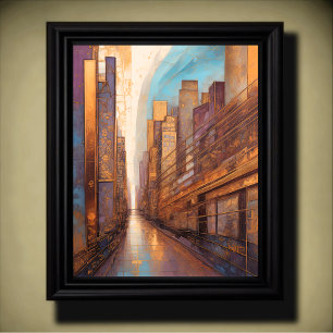 Poster Aquarelle Abstraite Peinture Gold Cityscape 4:5