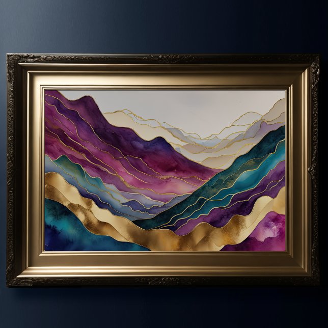 Poster Aquarelle Abstraite Peinture Paysage Or 3:2 (Créateur téléchargé)