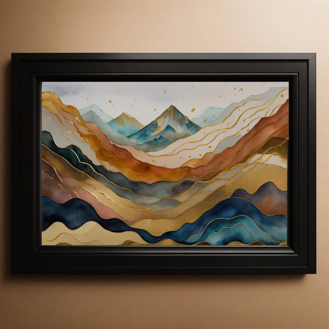 Poster Aquarelle Abstraite Peinture Paysage Or 3:2 (Créateur téléchargé)