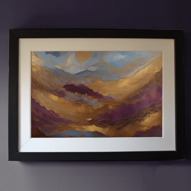 Poster Aquarelle Abstraite Peinture Paysage Or 3:2 (Créateur téléchargé)