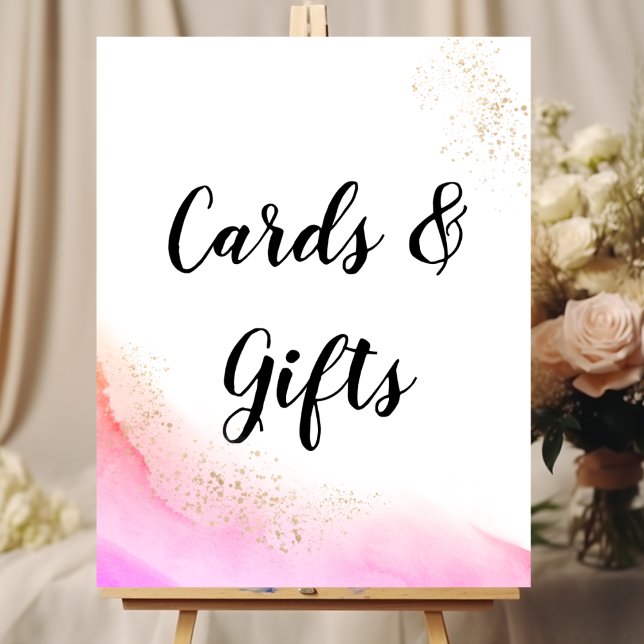 Poster Aquarelle Abstraite Pinceau rose et or (Créateur téléchargé)