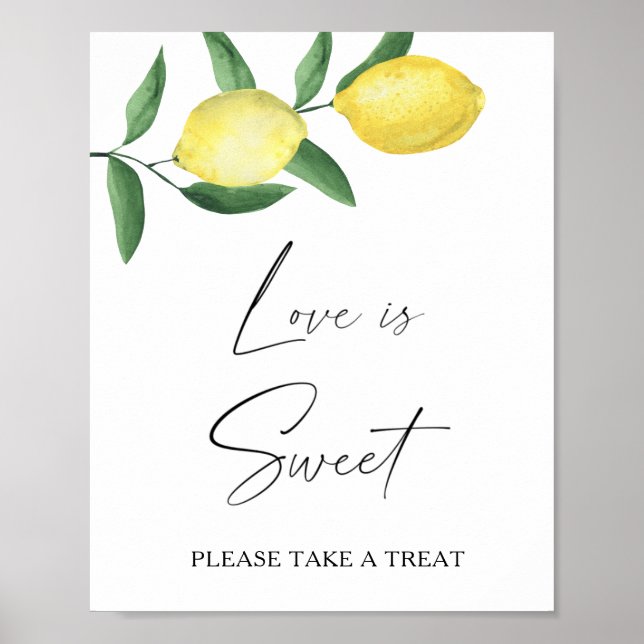 Poster Aquarelle agrumes - l'amour est doux prendre un ré (Devant)