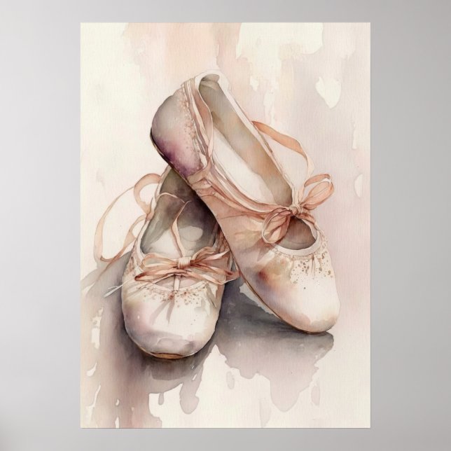 Poster Aquarelle AI Chaussures de ballet (Devant)