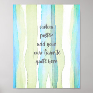 Poster aquarelle ajouter une citation rayures turquoise e