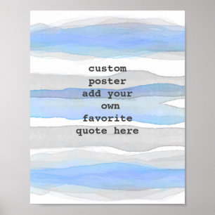 Poster aquarelle ajouter votre texte bandes bleu et gris