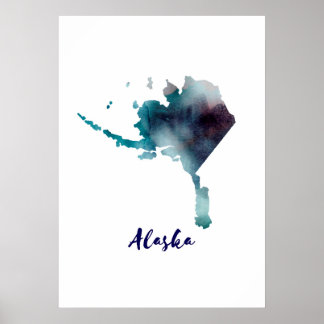 Poster Aquarelle Alaska États-Unis
