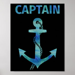 Poster Aquarelle Ancre nautique Capitaine Voilier