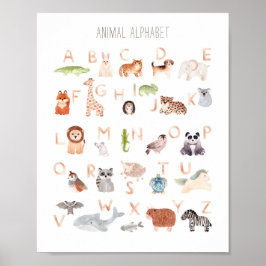 Poster Aquarelle animal abc enfants alphabet. Salle de so