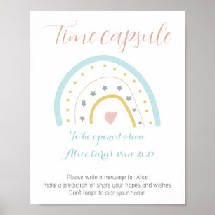 Poster Aquarelle arc-en-ciel Anniversaire Fête Heure Caps