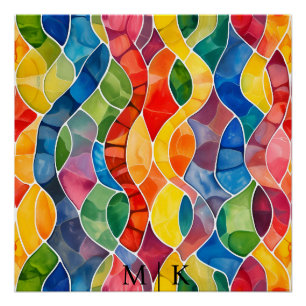 Poster Aquarelle Arc-en-ciel en verre