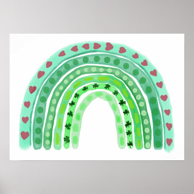 Poster Aquarelle arc-en-ciel | Shamrocks de la Saint-Patr (Devant)