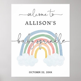 Poster Aquarelle arc-en-ciel signe de bienvenue