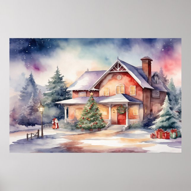 Poster Aquarelle Art de Noël (Devant)