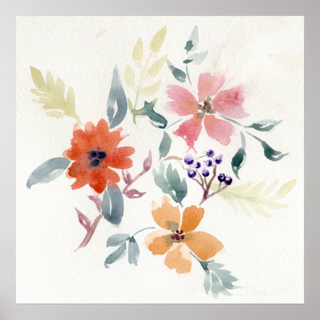 Poster Aquarelle Art Floral | Peinture à la main (Devant)