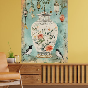 Poster Aquarelle artistique d'un vase décoratif antique