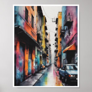 Poster aquarelle artworks urbain graffiti street art