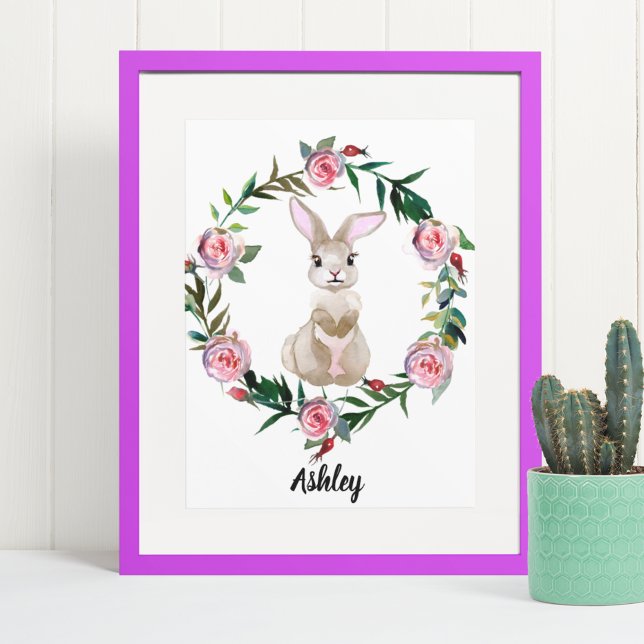 Poster Aquarelle Baby Bunny Nursery Flower Woodland (Créateur téléchargé)