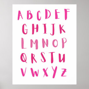 Poster Aquarelle Baby Nursery Alphabet rose ABC Enfants