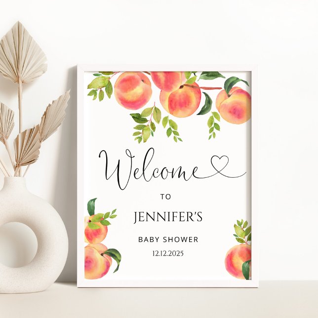 Poster Aquarelle baby shower pêche signe de bienvenue (Créateur téléchargé)