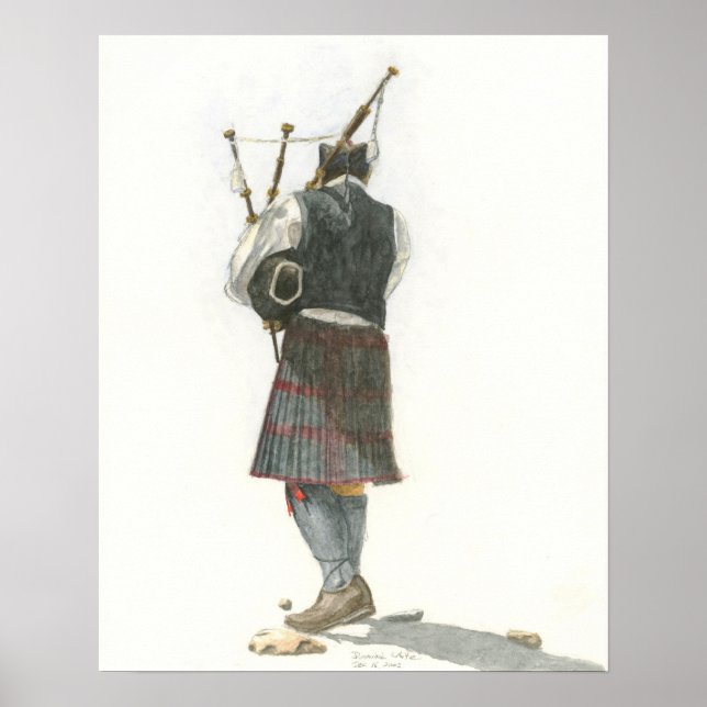 Poster Aquarelle Bagpiper (Devant)