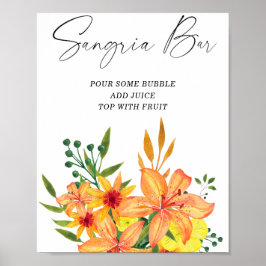 Poster Aquarelle barre de sangria fleurie moderne