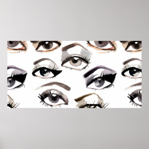 Poster Aquarelle beaux yeux motif