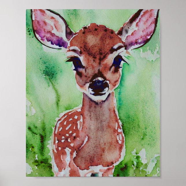 Poster aquarelle bébé fae (Devant)