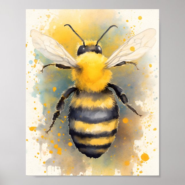 Poster Aquarelle Bee Nursery Imprimer (Devant)