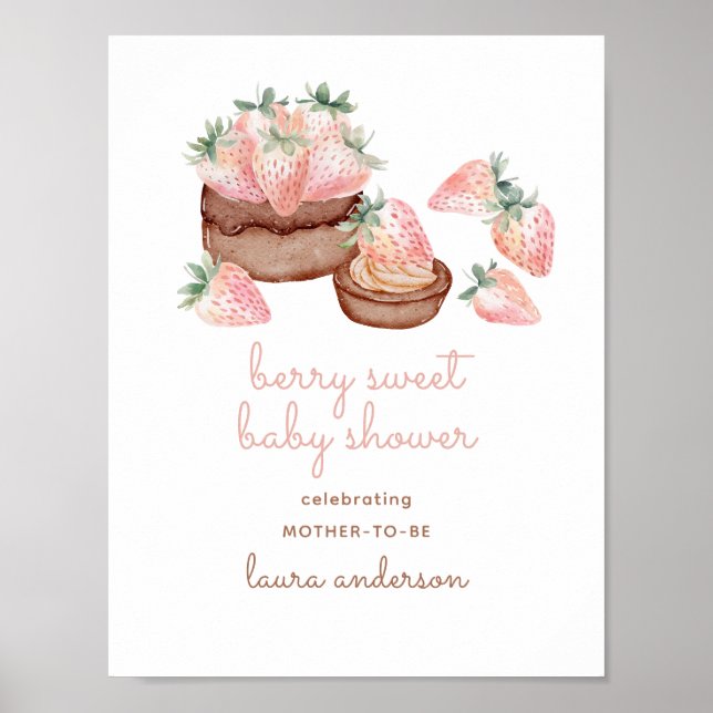 Poster Aquarelle Berry Sweet Chocolate Baby shower de gât (Devant)