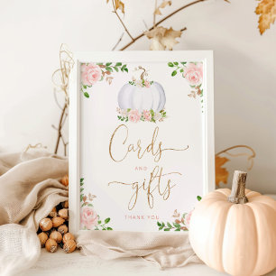 Poster Aquarelle blanc citrouille cartes et cadeaux