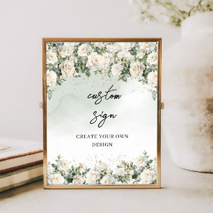 Poster Aquarelle blanc roses créer votre propre panneau p