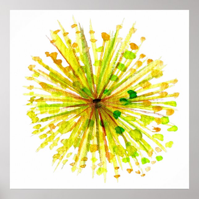 Poster Aquarelle blanche fleur sauvage jaune (Devant)