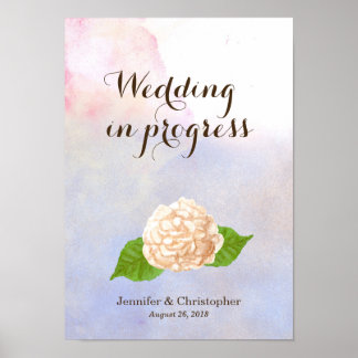 Poster Aquarelle blanche Hydrangea Mariage en cours