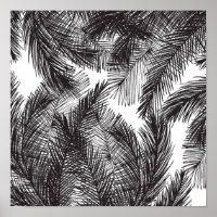 Aquarelle blanche noire peinte à la main palmiers