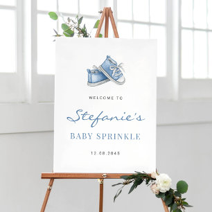 Poster Aquarelle Bleu Baby Chaussures Baby Sprinkle Bienv