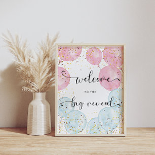 Poster Aquarelle Bleu et rose Genre Révélation Bienvenue