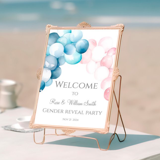 Poster Aquarelle Bleu et rose Genre Révélation Bienvenue (Créateur téléchargé)