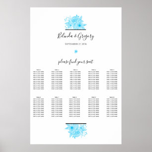 Poster Aquarelle bleu Mariage floral